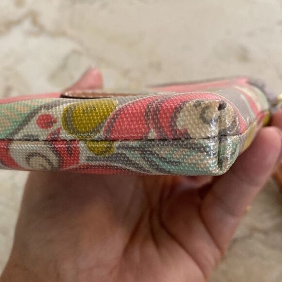 Fossil Leather &  Coated Canvas Wallet Cell Phone Wristlet  - As New - Picture 7 of 11
